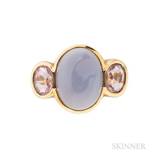 18kt Gold and Blue Chalcedony Ring