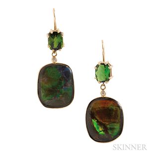 14kt Gold and Ammolite Earrings