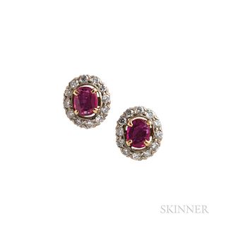 18kt Gold, Ruby, and Diamond Earstuds