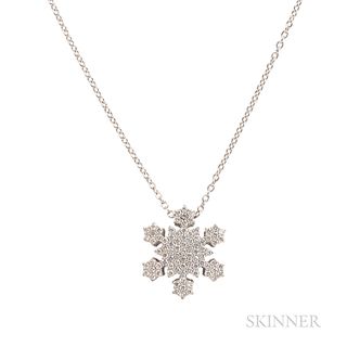 18kt White Gold and Diamond Snowflake Pendant
