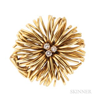 Tiffany & Co. 18kt Gold and Diamond Flower Brooch