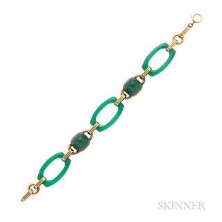 14kt Gold and Dyed Green Chalcedony Bracelet