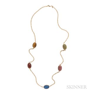 14kt Gold and Hardstone Scarab Necklace