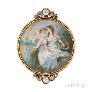 Antique Gold and Miniature Painting Brooch