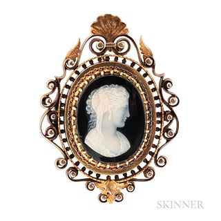 Victorian Gold and Hardstone Cameo Pendant/Brooch
