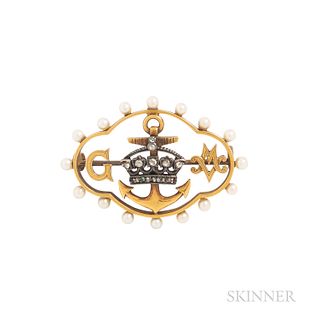 Antique Gold Nautical-theme Brooch