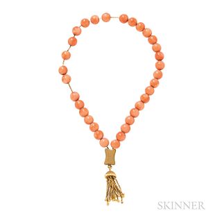14kt Gold and Coral "Worry" Beads