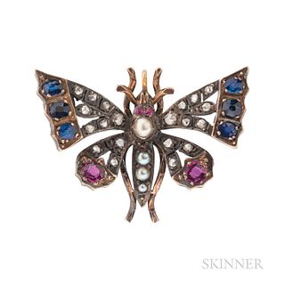 Antique Gem-set Butterfly Pendant/Brooch