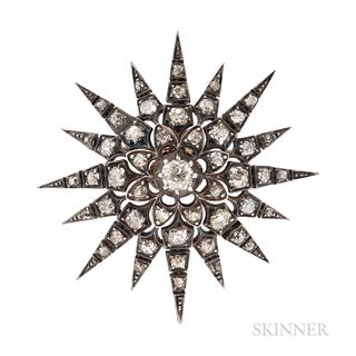 Antique Diamond Starburst Pendant/Brooch