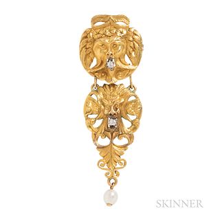Antique Gold and Diamond Brooch