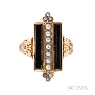 Victorian Gold, Onyx, and Split Pearl Ring