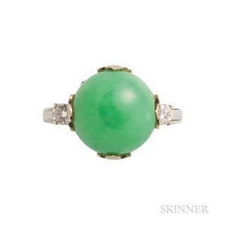 Ming's 14kt Gold, Jade, and Diamond Ring