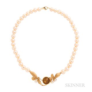 Ann Krupp 22kt and 14kt Gold and Cultured Pearl Necklace