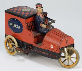 German Lehmann Mensa Delivery Cart Tin Windup Toy