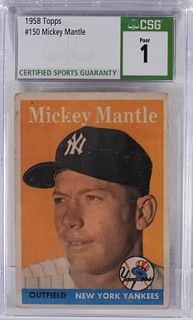 1958 Topps Baseball Mickey Mantle #150 CSG 1 Card