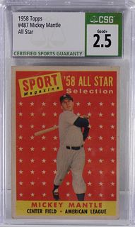 1958 Topps Baseball Mickey Mantle All Star CSG 2.5
