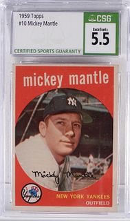 1959 Topps Baseball Mickey Mantle #10 CSG 5.5