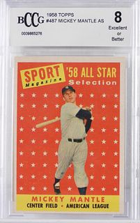 1958 Topps Mickey Mantle All Star #487 Card BCCG 8