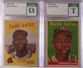2PC 1958-59 Topps Baseball Hank Aaron CSG Cards