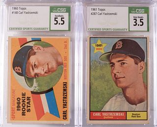 2PC 1960-61 Topps Baseball Carl Yastrzemski Rookie