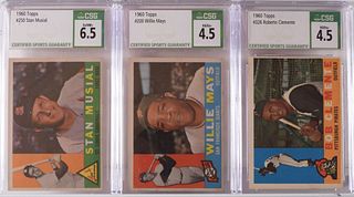 3PC 1960 Topps Baseball Clemente Mays Musial CSG