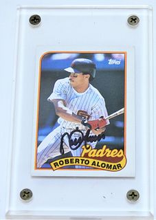 1989 Topps Roberto Alomar Autographed Trading Card