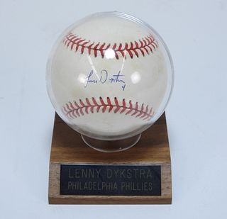 Lenny Dykstra Autographed Baseball on Sweet Spot