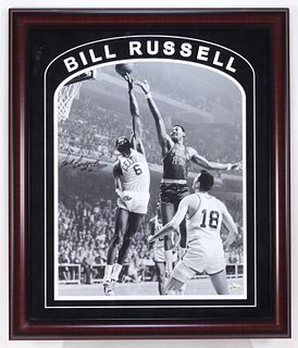 Bill Russell Autographed Celtics Basketball Photo