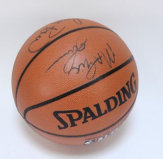 Larry Bird Magic Johnson Autographed Basketball