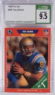 1989 Pro Set Football Troy Aikman CSG 9.5 Rookie