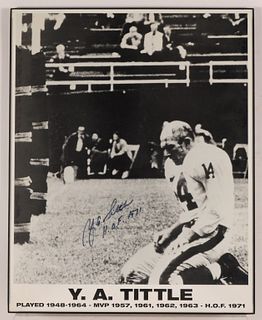 Y.A. Tittle Autographed Football 1971 HOF Poster