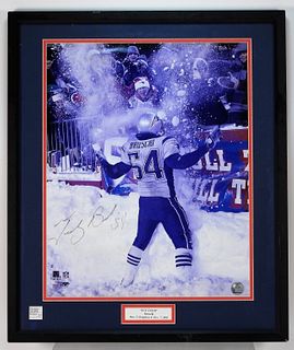Tedy Bruschi Autographed Playoff Game Photograph
