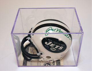 Joe Namath Autographed New York Jets Mini Helmet