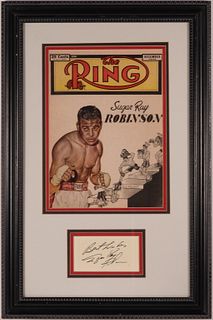 Sugar Ray Robinson Boxing Framed Cut Autograph