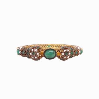 Emerald And Pearl Cuff Bracelet