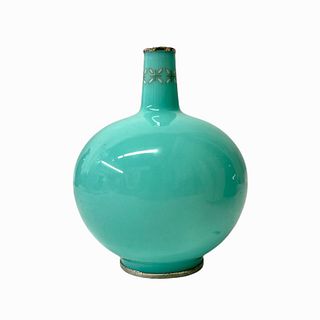 Ando Jubei Aqua Blue Enameled Bulbous Vase