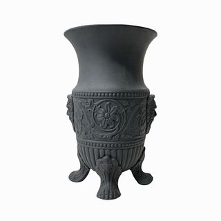 Wedgwood Black Basalt Pottery Footed Vase