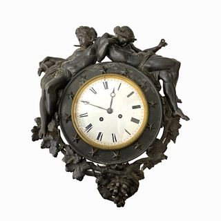 Antique Japy Freres French Metal Cartel Wall Clock