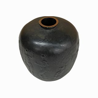 Vintage Heavy German Bronze Nudes Cabinet Vase