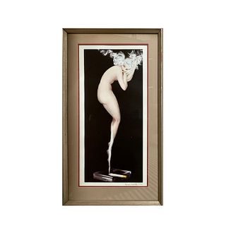 Louis Icart Print Of Nude Female With Cigarette