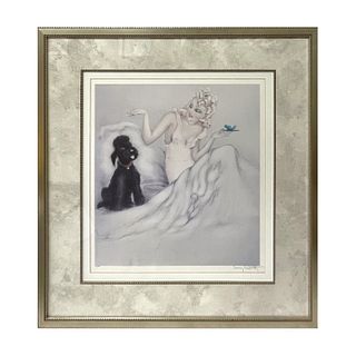 Louis Icart LE Color Lithograph Of Woman With Dog