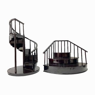 2 Byers Lacquered Wood Stair Curio Display Shelves
