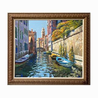 Howard Behrens Large "Silver Canal" Oil On Canvas