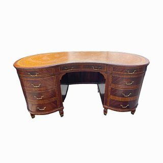 Maitland Smith Wooden Leather Top Partner's Desk