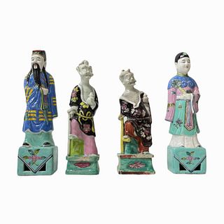 4 Vintage Chinese Famille Rose Porcelain Immortals