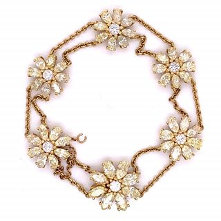 9.75 Ct Fancy Yellow Diamond Flower Bracelet