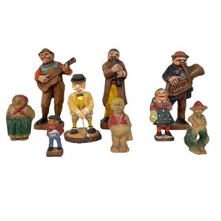 Lot of 9 German Style Wooden Carvings Of People