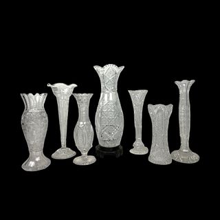 Lot of 7 Antique Cut Crystal Vases APB Hoare ++