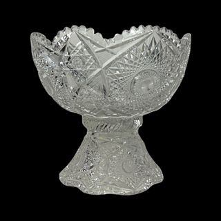 Antique American Brilliant Cut Crystal Punch Bowl