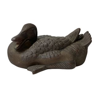 Chinese Yinxing Zisha Brown Pottery Large Duck